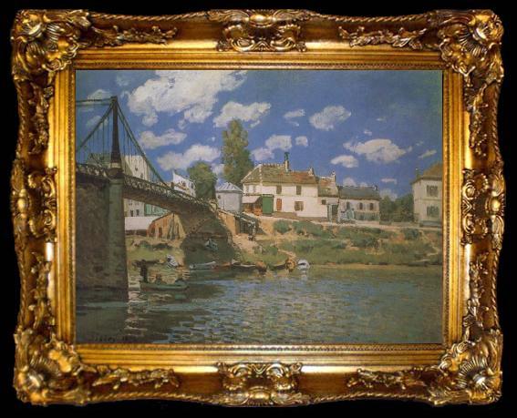 framed  Alfred Sisley The Bridge at Villeneuve-la-Garene, ta009-2